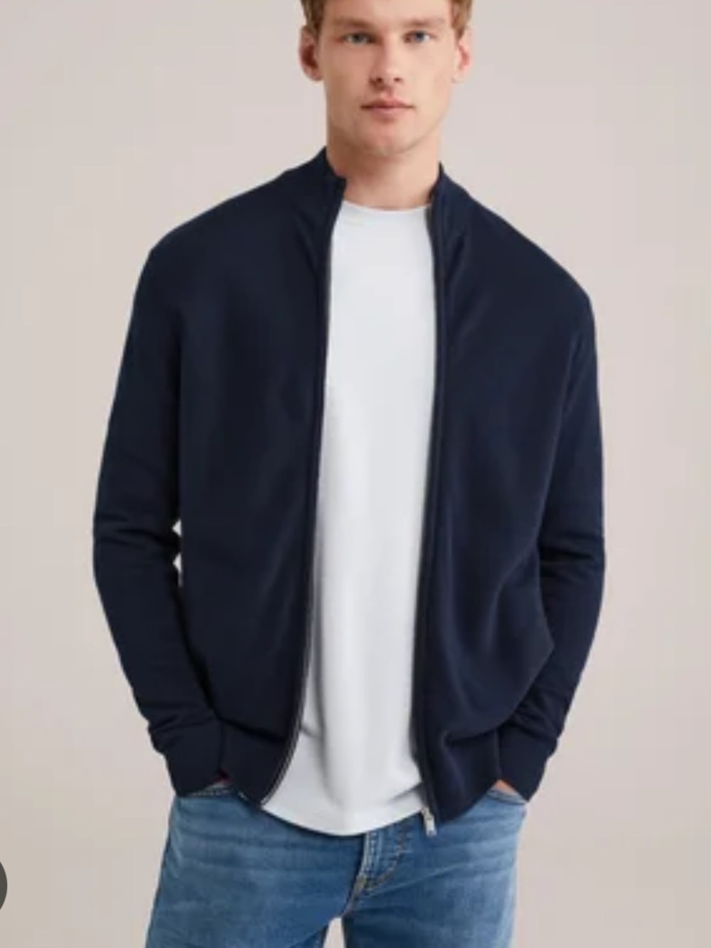 Faconnable Men's Navy Full-Zip Knit Jacket | M